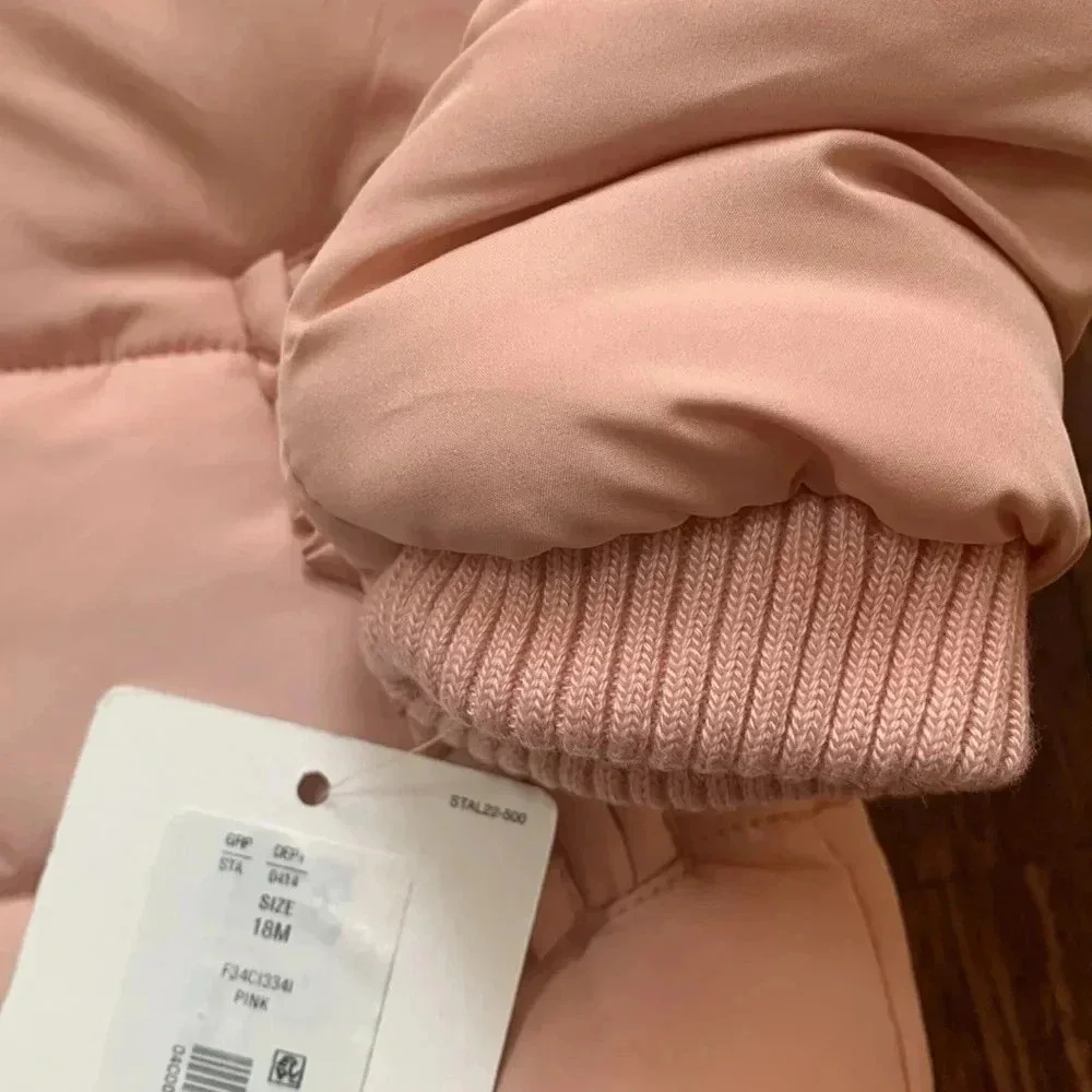 NWT Pink Toddler Puffer Coat Jacket Fur Hood Sz 18M Starting Out